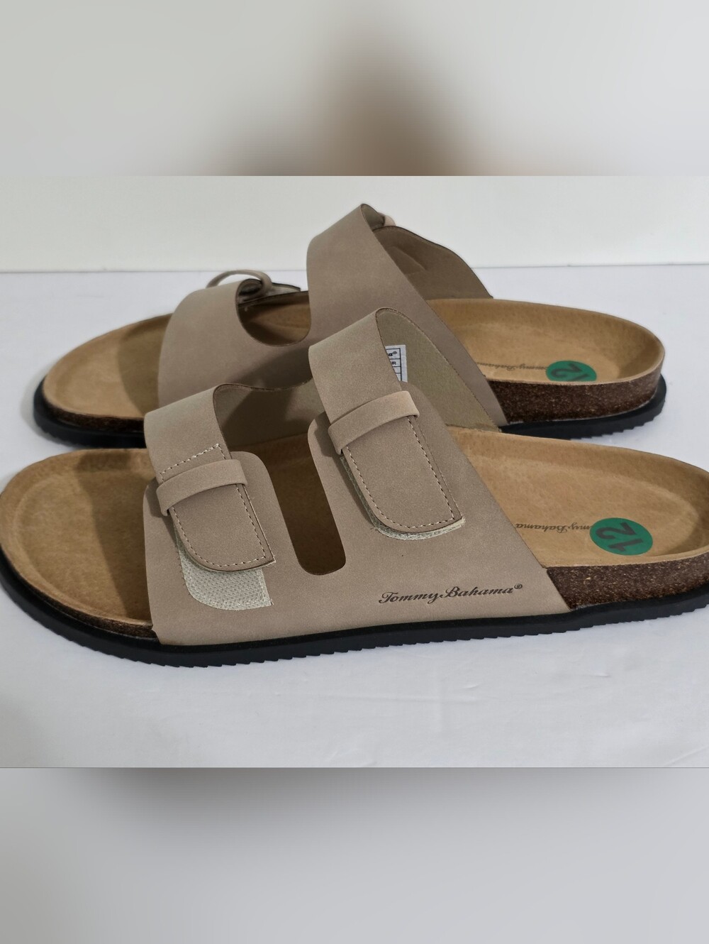 Tommy Bahama Neutral Taupe Two-Strap Slide Sandals